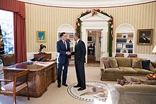 Reunión en el Despacho Oval de Romney y Obama tras la derrota de Mitt  