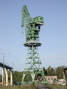 A portal luffing jib crane - the Montageeber in Eberswalde