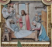 The Death of St. Joseph, wood carving from Val Gardena (Albino Pitscheider, around 1910)