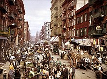 The Little Italy neighborhood of Manhattan, New York City, circa 1900.
