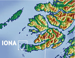 La isla de Mull, mostrando dónde está Iona