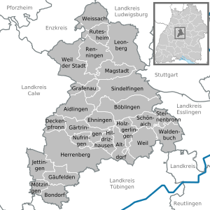 Města a obce v okrese Böblingen  
