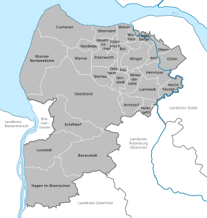 Kaupungit ja kunnat Landkreis Cuxhavenissa  