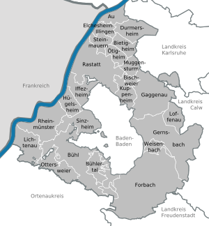 Steden en gemeenten in het district Rastatt