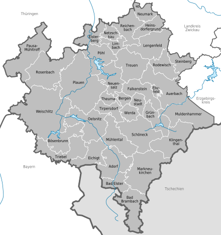 Steden en gemeenten in de Vogtlandkreis  