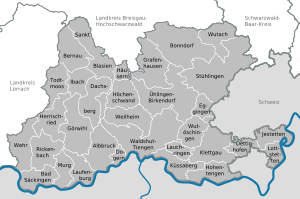 Landkreis Waldshutin kaupungit ja kunnat  