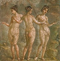 De drie Charites, op een fresco in Pompeii (1e eeuw)  