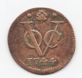 Small coin of the Dutch East India Company from 1744