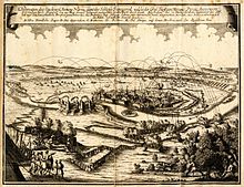 Copper engraving of the siege of Narva Fortress by Russian troops