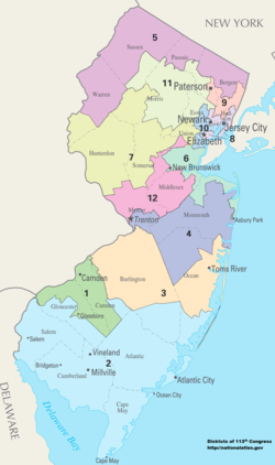 I distretti congressuali del New Jersey dal 2013