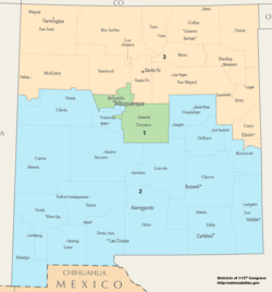 Os distritos congressionais do Novo México desde 2013