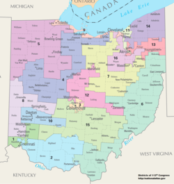 Die Kongressbezirke von Ohio seit 2013