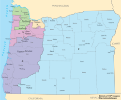 Congresdistricten van Oregon sinds 2013  