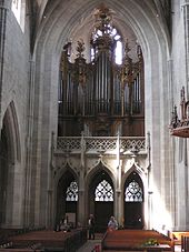 Organ loft of the Bern Cathedral, consoles "cleaned of statues".