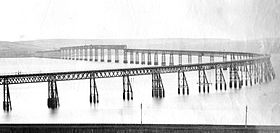 Oorspronkelijke Tay-brug vanuit het noorden