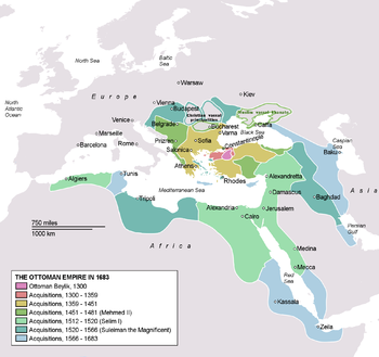 Het Ottomaanse Rijk in 1683.  