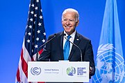 Biden COP26-huippukokouksessa Glasgow'ssa, Skotlannissa, marraskuussa 2021.  