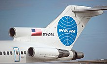 Pan Am Boeing 727 -lentokoneen pyrstöosa.  