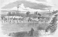 Las murallas destruidas de Cantón, en el fuerte Dutch Folly, 1857  