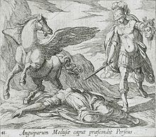 Perseus die Medusa doodt , een afbeelding voor Ovidius' Metamorfosen door Antonio Tempesta (1630)  