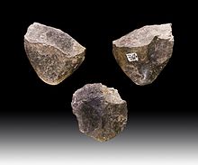 Et oldowansk stenredskab, det mest grundlæggende af menneskets stenredskaber