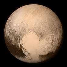 Dwarf planet Pluto, imaged by the New Horizons spacecraft.