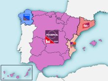 Electoral alliances with Podemos and IU participation in the 2016 election: En Comú Podem (Catalonia), Podemos-Compromís-EUPV (Valencia region), En Marea (Galicia), Unidos Podemos (remaining constituencies).