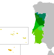 Distribution of Portuguese dialects in Portugal
