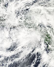 The emerging low pressure system over Central America on 17 October