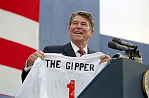 Reagan voert campagne voor zijn herverkiezingscampagne in Endicott, New York  