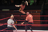 Punk melompat dari tali untuk menjatuhkan Kane