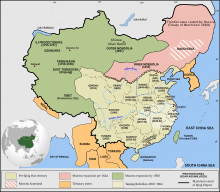 Directly controlled territories of the Qing Empire at the time of its greatest expansion 1820