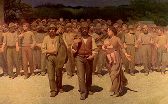 "The Fourth Estate" (1901) by Giuseppe Pellizza da Volpedo is among the most famous depictions of the modern proletariat.