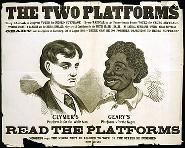 Een racistische poster voor verkiezingen in Georgia, in 1866  