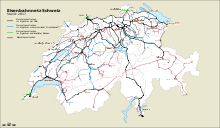 The railroad network in Switzerland