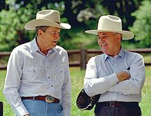 Reagan con Gorbaciov al ranch di Reagan, Rancho del Cielo, 1992