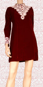 Mini-vestido de veludo vermelho