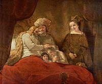 Rembrandt van Rijn: Jacob blesses his grandchildren