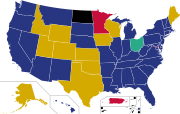 Under primärvalen vann Trump (mörkblått) 40 val.  