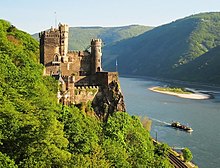 The Rhine and Rheinstein Castle in Trechtingshausen