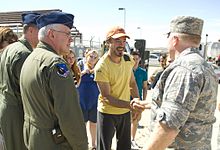 Lead actor Robert Downey Jr. at Edwards Air Force Base in May 2009.