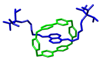 Um exemplo de uma arquitetura molecular mecanicamente interligada, neste caso um rotaxano.