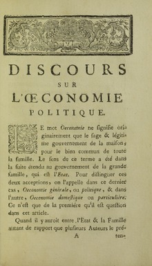 Jean-Jacques Rousseau, Discurso sobre economia política, 1758
