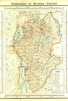 Карта на Руанда-Урунди.  