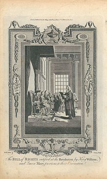 Rättighetsförklaringen som kung William och drottning Mary ratificerade vid revolutionen före sin kröning (1783)