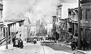 Branden na de aardbeving van San Francisco op 18 april 1906.  