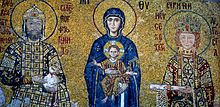 Mosaic from the Hagia Sophia: Our Lady with John II Komnenos and Empress Irene (c. 1118)