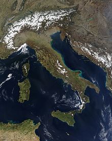 Satellietbeeld van Italië