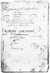 Title page of Robert Schumann's first surviving composition: Psalm 150 from 1822