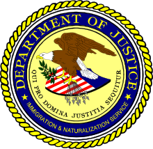  Pečat stare Službe Združenih držav za priseljevanje in naturalizacijo (United States Immigration and Naturalization Service)